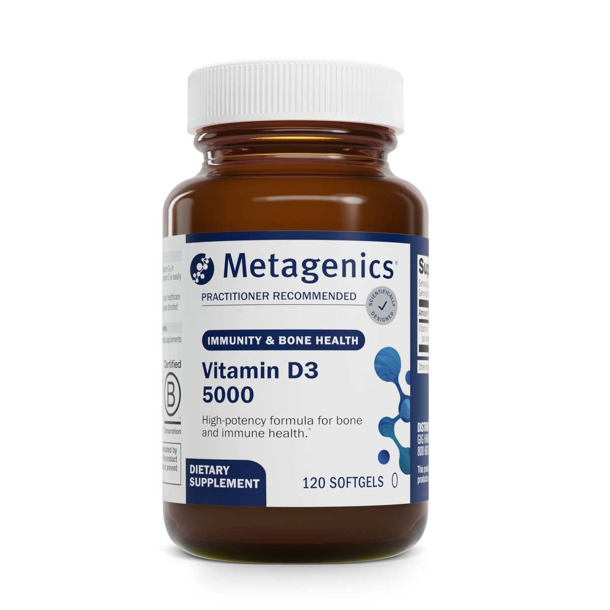 Metagenics Vitamin D3 5000 IU Supplement - High Potency Softgels for Immune, Bone & Heart Health* - 125 mcg Cholecalciferol in Coconut Oil for Enhanced Absorption* - Non-GMO, Gluten-Free - 120 Count - görsel 6