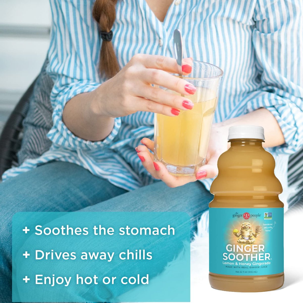 Ginger Soother Lemon & Honey Gingerade – Digestive Support, Sweetened only with Honey, Real Ingredients, Enjoy Hot or Cold - 32 Fl Oz Bottle (Pack of 1) - görsel 3