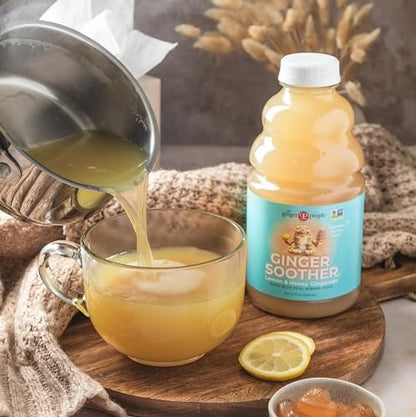 Ginger Soother Lemon & Honey Gingerade – Digestive Support, Sweetened only with Honey, Real Ingredients, Enjoy Hot or Cold - 32 Fl Oz Bottle (Pack of 1)