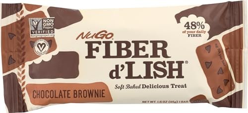 NuGo Fiber d'Lish Chocolate Brownie, 12g – High Fiber Content: Each bar provides 12g of fiber, which helps promote – Image 1