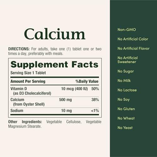 Nature’s Bounty Calcium Plus 400 IU Vitamin D3, Immune Support & Bone Health, 300 Tablets - görsel 5
