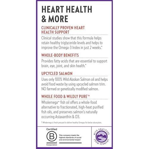 New Chapter Wholemega Fish Oil Supplement - 2000mg per Serving, Clinically Proven Wild Alaskan Salmon Oil with Omega-3 + Vitamin D3 + Astaxanthin, 60 Softgels - görsel 17