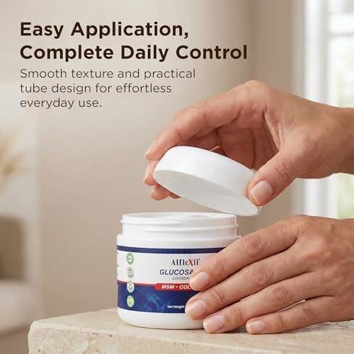ALFLEXIL Glucosamine Plus Chondroitin Cream with MSM & Collagen, Supports Healthy Joints, Joint & Muscle Pain Relief, Improves Mobility, Fast Absorption, and Moisturizes Skin, 4 Oz. - görsel 3