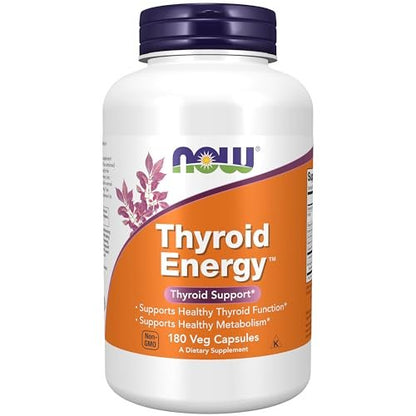 NOW Foods Thyroid Energy™ Supplement with Iodine, Tyrosine, Selenium, Zinc & Copper – 180 Veg Capsules