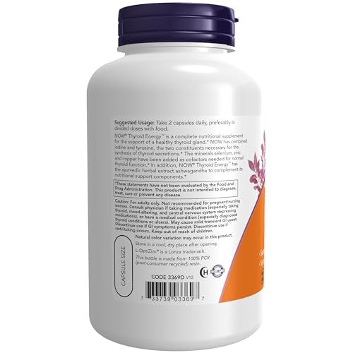 NOW Foods Thyroid Energy™ Supplement with Iodine, Tyrosine, Selenium, Zinc & Copper – 180 Veg Capsules - görsel 1
