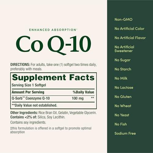 Nature's Bounty CoQ10, Helps Maintain Healthy Blood Pressure, 100 mg, Rapid Release Softgels, 75 Count - görsel 6