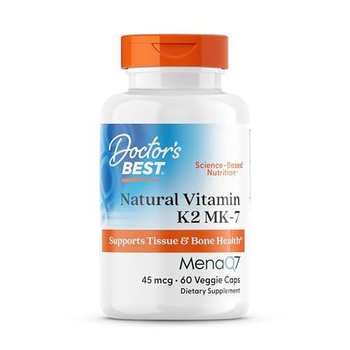 Doctor's Best Natural Vitamin K2 MK7 Supplement for Men & Women - Bone Health Support, 45 mcg Vitamin K-2 MK-7 Capsules with MenaQ7, Calcium Support, Non GMO, Vegan - 60 Veg Caps - görsel 2