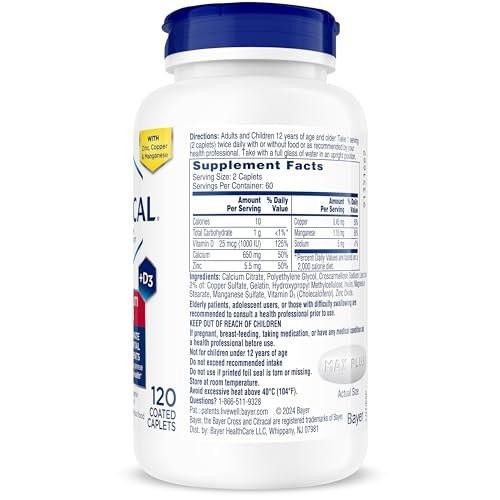 Citracal Maximum Plus Calcium Supplement - Calcium Citrate with Vitamin D3, Zinc, & Essential Minerals for Bone Health Support, Ages 12+, 120 Count - görsel 14