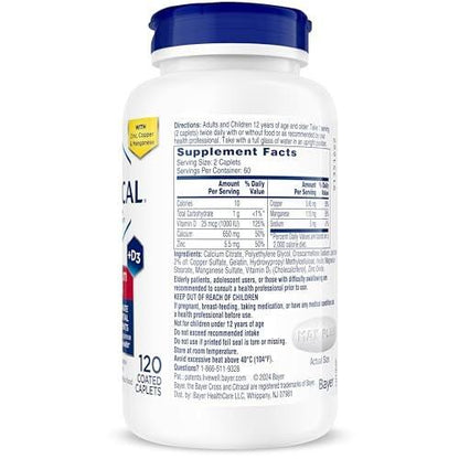 Citracal Maximum Plus Calcium Supplement - Calcium Citrate with Vitamin D3, Zinc, & Essential Minerals for Bone Health Support, Ages 12+, 120 Count