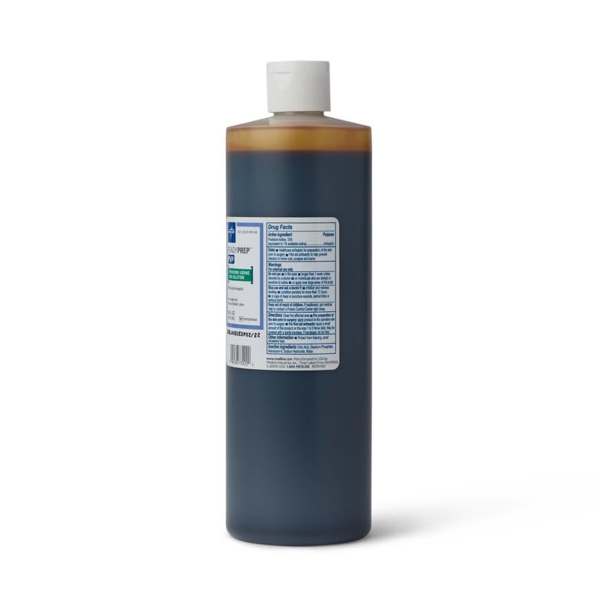Medline Povidone Iodine Prep Solution, Pint – Effective Antiseptic: 10% povidone-iodine provides broad-spectrum – Image 1
