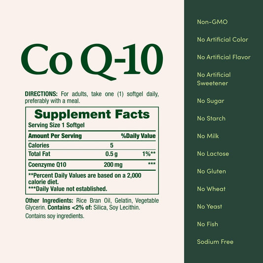 Nature's Bounty CoQ10, Supports Heart Health, Dietary Supplement, 200mg, 80 Rapid Release Softgels