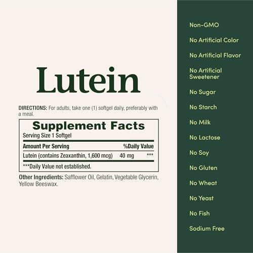 Nature's Bounty Lutein 40 mg, 30 Softgels - Eye Health Supplement for Vision Support - görsel 1