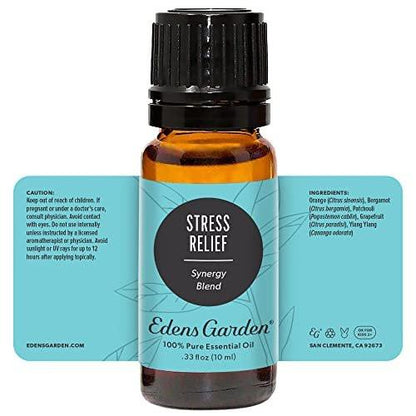 Edens Garden Stress Relief Essential Oil Blend - 100% Pure Premium Grade, Undiluted, Natural, Therapeutic, Aromatherapy, Best for Diffusing, Skin, Candle, Humidifiers 10 ml (.33 fl oz)