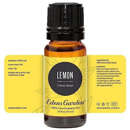 Edens Garden Lemon Essential Oil - 100% Pure Premium Grade, Undiluted, Natural, Therapeutic, Aromatherapy, Best for Diffuser, Laundry, Humidifiers, Kid Safe 10 ml (.33 fl oz)