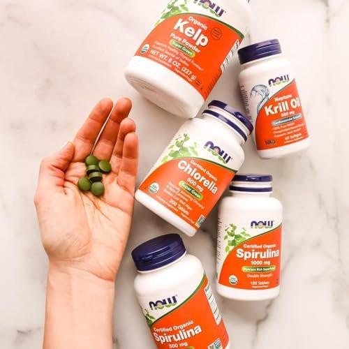 NOW Foods Supplements, Organic Chlorella 500 mg with naturally occurring Chlorophyll, Beta-Carotene, mixed Carotenoids, Vitamin C, Iron and Protein, 200 Tablets - görsel 5