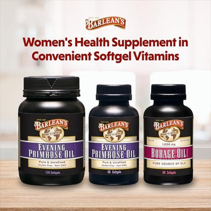 Barlean's Evening Primrose Oil Softgels with Gamma-Linolenic Acid (GLA) - Non-GMO, Gluten-Free - 60 Softgels