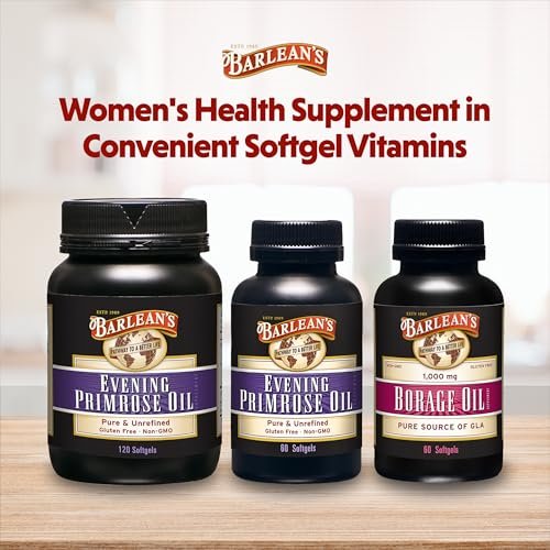 Barlean's Evening Primrose Oil Softgels with Gamma-Linolenic Acid (GLA) - Non-GMO, Gluten-Free - 60 Softgels - görsel 1