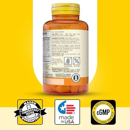 MASON NATURAL Advanced Ear Health, 33 Day Supply, Supports Normal Circulation in The Inner Ear & Ringing, 100 Caplets