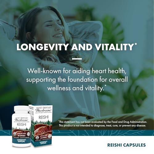 Host Defense Reishi Capsules – Heart & Immune Health Support Supplement – Mushroom Supplement to Support Energy & Vitality – Reishi Supplement to Aid Overall Well-Being – 60 Capsules (30 Servings) - görsel 4