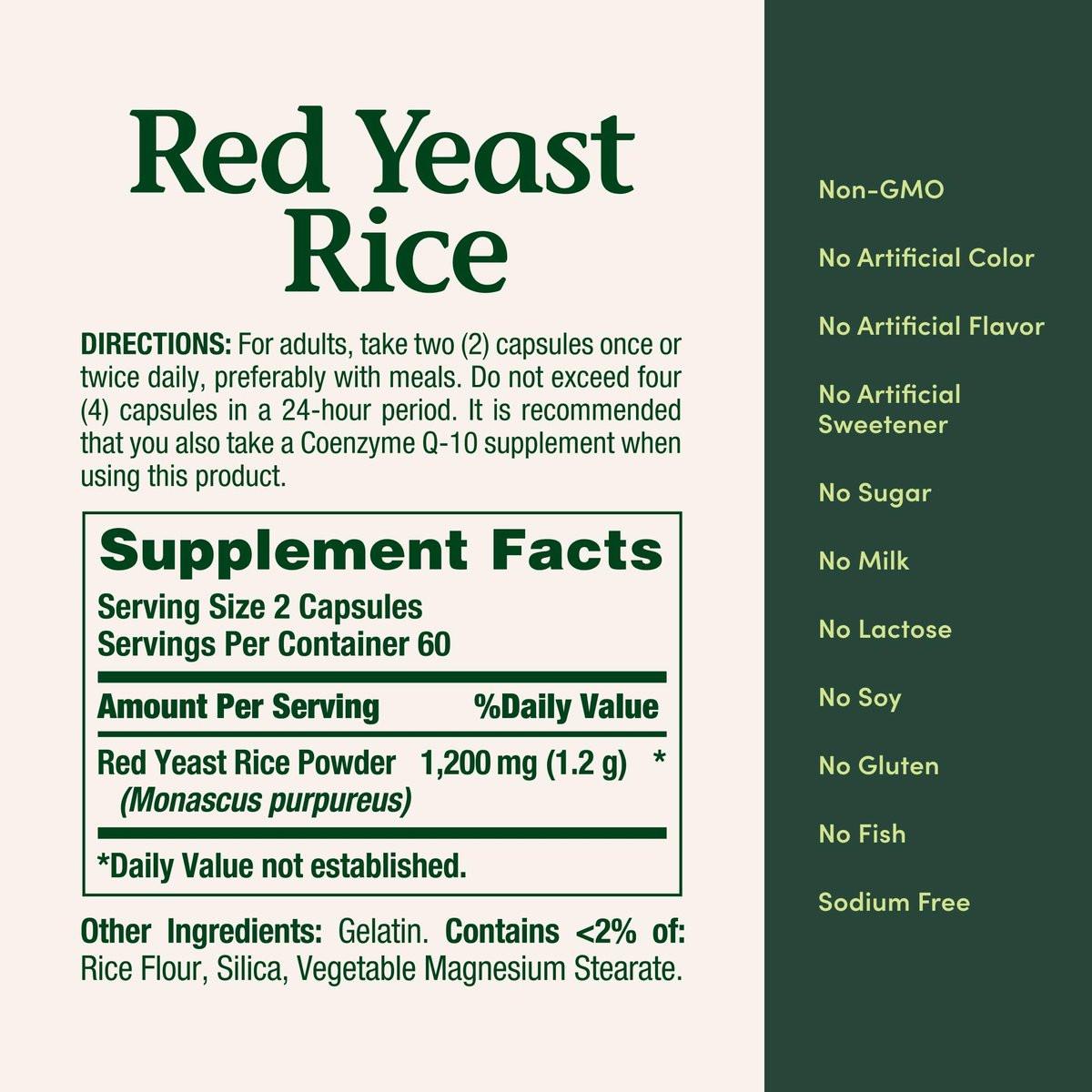 Nature's Bounty Red Yeast Rice, Herbal Supplement, 600mg, 250 Capsules - görsel 3
