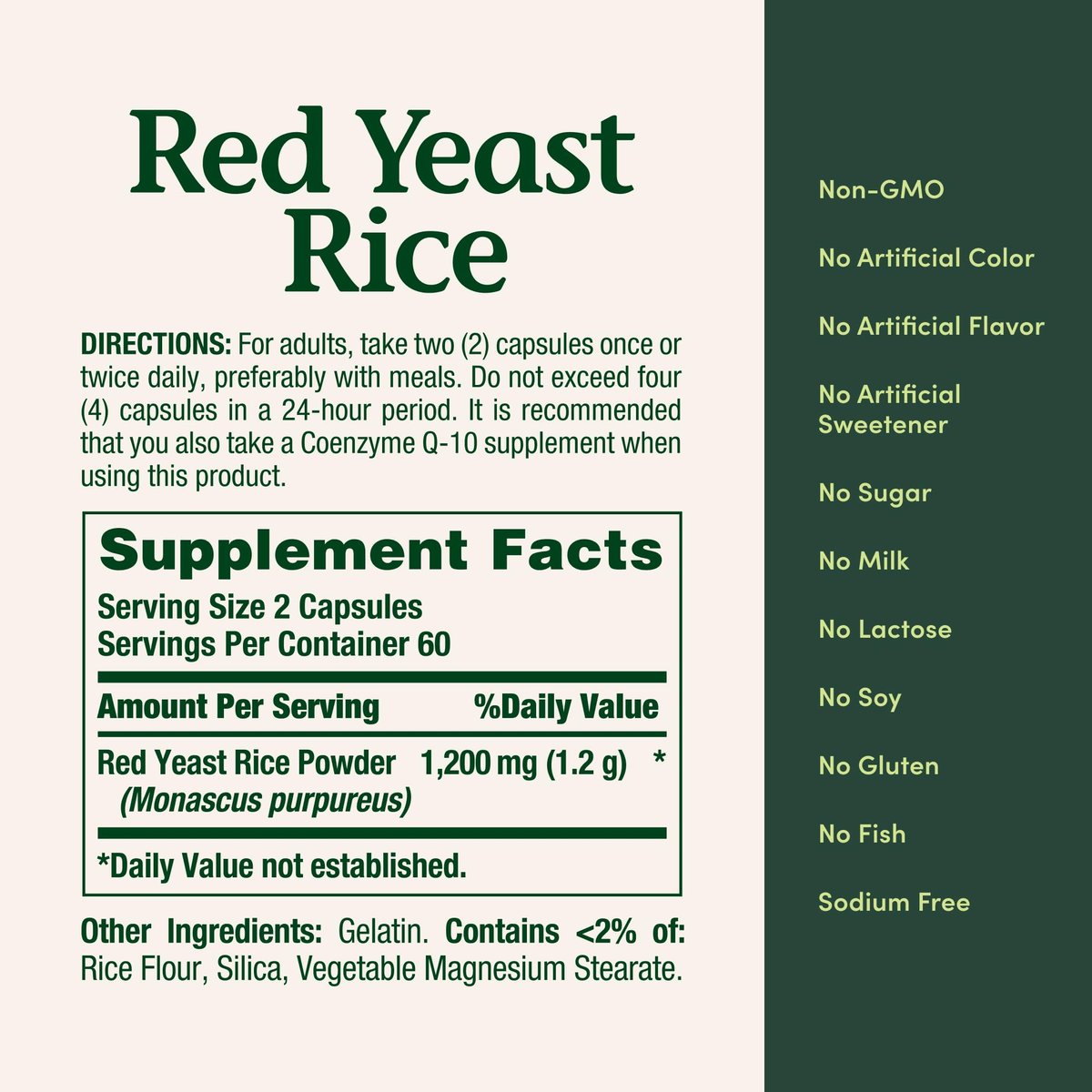 Nature's Bounty Red Yeast Rice Pills and Herbal Health Supplement, Dietary Additive, 600mg, 120 Capsules - görsel 2