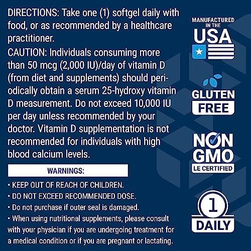 Life Extension Vitamin D3 175 mcg (7000 IU), Immune System Support, Bone Health, Brain Performance, Gluten-Free, Non-GMO, Once Daily, Two-Month Supply, 60 softgels - görsel 11