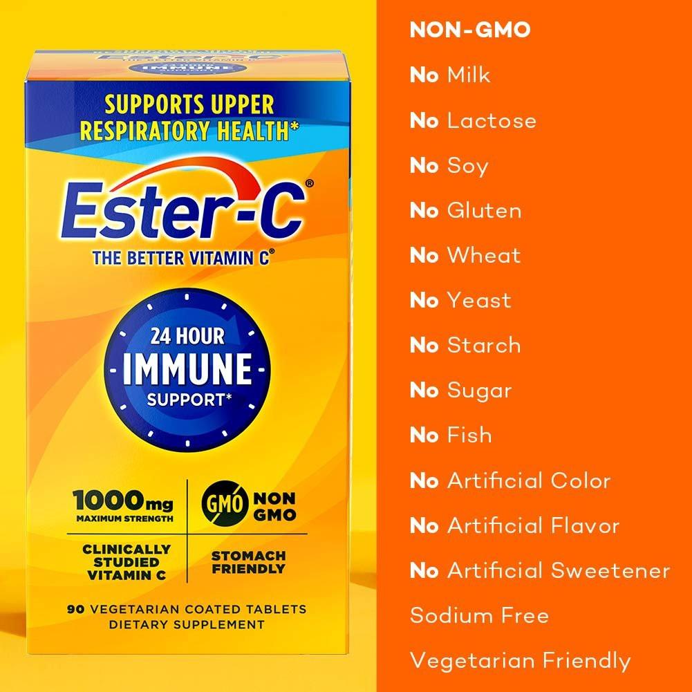 Ester-C Vitamin C, 1,000 mg, 90 Coated Tablets - görsel 6