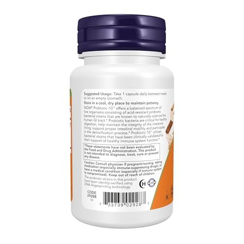 NOW Foods Supplements, Probiotic-10™, 50 Billion, with 10 Probiotic Strains, Strain Verified, 50 Veg Capsules - görsel 6