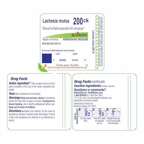 Boiron Lachesis Mutus 200Ck Homeopathic Medicine for Hot Flash - 80 Pellets - görsel 2