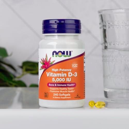 NOW Foods Supplements, Vitamin D-3 5,000 IU, High Potency, Structural Support*, 240 Softgels - görsel 9