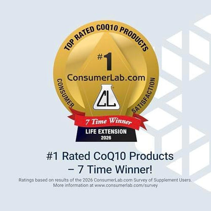 Life Extension Super-Absorbable CoQ10 (Ubiquinone) with d-Limonene, Heart Health Supplement, Relieves General Fatigue, Oxidative Stress Defense, 50 mg, Non-GMO, Gluten-Free, 60 Softgels
