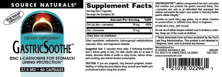 Source Naturals GastricSoothe Zinc L Carnosine* - 60 Veggie Caps - görsel 2