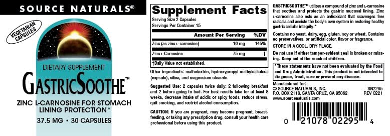 Source Naturals GastricSoothe Zinc L-Carnosine* - 30 Veggie Caps - görsel 1