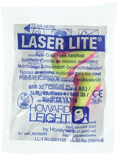 Howard Leight Laser Lite Foam Earplugs – 50 Count, Uncorded, Yellow