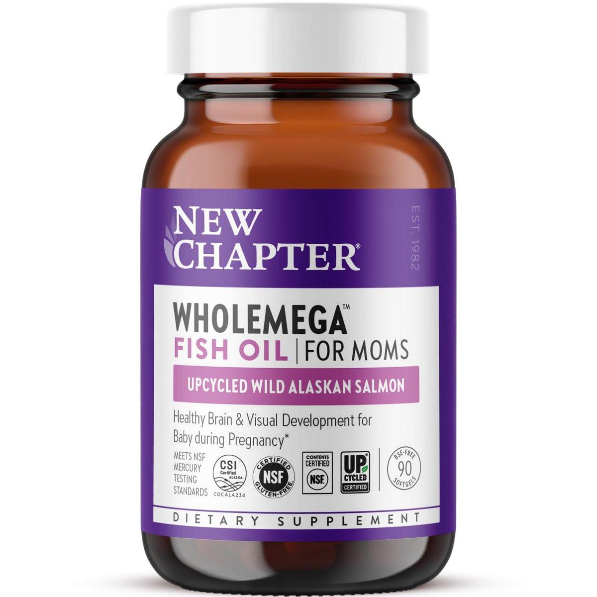 New Chapter Wholemega for Moms Fish Oil Supplement, Tiny Capsules, 2000mg per Serving, Prenatal DHA with Omega-3 + Vitamin D3 for Prenatal & Postnatal Support, 500mg Each - 90 Count - görsel 2