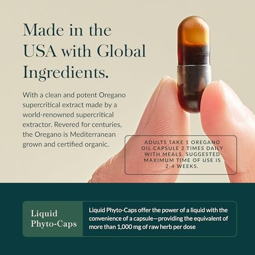 Gaia Herbs Oil of Oregano - Immune & Antioxidant Support Supplement - with Oregano Oil, Carvacrol & Thymol* - 60 Vegan Liquid Phyto-Caps (60 Servings) - görsel 8