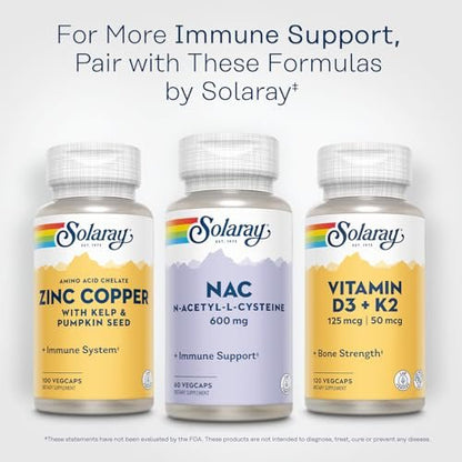SOLARAY NAC Supplement N-Acetyl L Cysteine 600 mg - Precursor to Glutathione & Amino Acid Support for Cellular Health, Antioxidant Support for Immune Health - 60 Veg Caps
