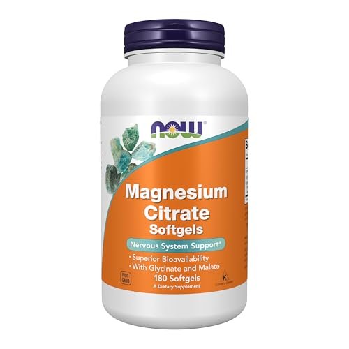 NOW Supplements, Magnesium Citrate, With Glycinate & Malate, Nervous System Support*, 180 Softgels - görsel 4