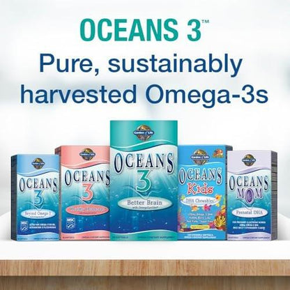 Garden of Life Oceans Mom Prenatal Fish Oil DHA, Omega 3 Supplement - Strawberry, 350mg Prenatal DHA Pregnancy Fish Oil Support for Mamas, Baby's Brain & Eye Development, 30 Small Softgels