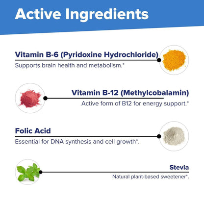 Superior Source No Shot Vitamin B-12 Methylcobalamin 1000 mcg, B-6 & Folic Acid 800 mcg - Supports Brain & Heart Health - Aids Natural Energy Levels - 60 Sublingual Dissolving Tablets