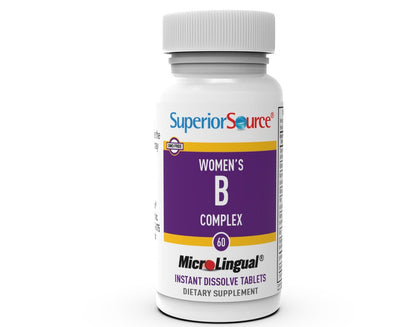 Superior Source Women's B Complex - Energy Support Supplement for Women - Multivitamin with Vitamin B12, Vitamin B3 & More - B Vitamin Supplement Aids Heart Health - 60 Sublingual Dissolving Tablets