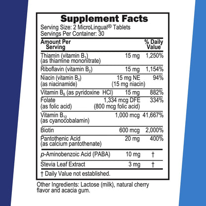 Superior Source Women's B Complex - Energy Support Supplement for Women - Multivitamin with Vitamin B12, Vitamin B3 & More - B Vitamin Supplement Aids Heart Health - 60 Sublingual Dissolving Tablets