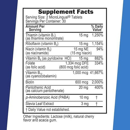 Superior Source Women's B Complex - Energy Support Supplement for Women - Multivitamin with Vitamin B12, Vitamin B3 & More - B Vitamin Supplement Aids Heart Health - 60 Sublingual Dissolving Tablets