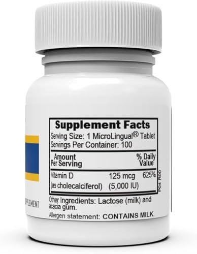 Superior Source Vitamin D3 5000 IU - Immune System, Brain & Nervous System Support - Aids Calcium Absorption for Teeth & Bone Health - Bariatric Friendly - 100 Sublingual Dissolving Tablets