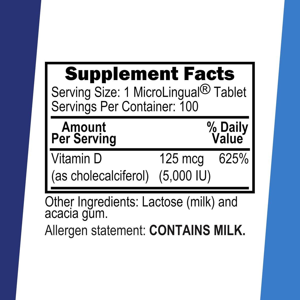 Superior Source Vitamin D3 5000 IU - Immune System, Brain & Nervous System Support - Aids Calcium Absorption for Teeth & Bone Health - Bariatric Friendly - 100 Sublingual Dissolving Tablets - görsel 3