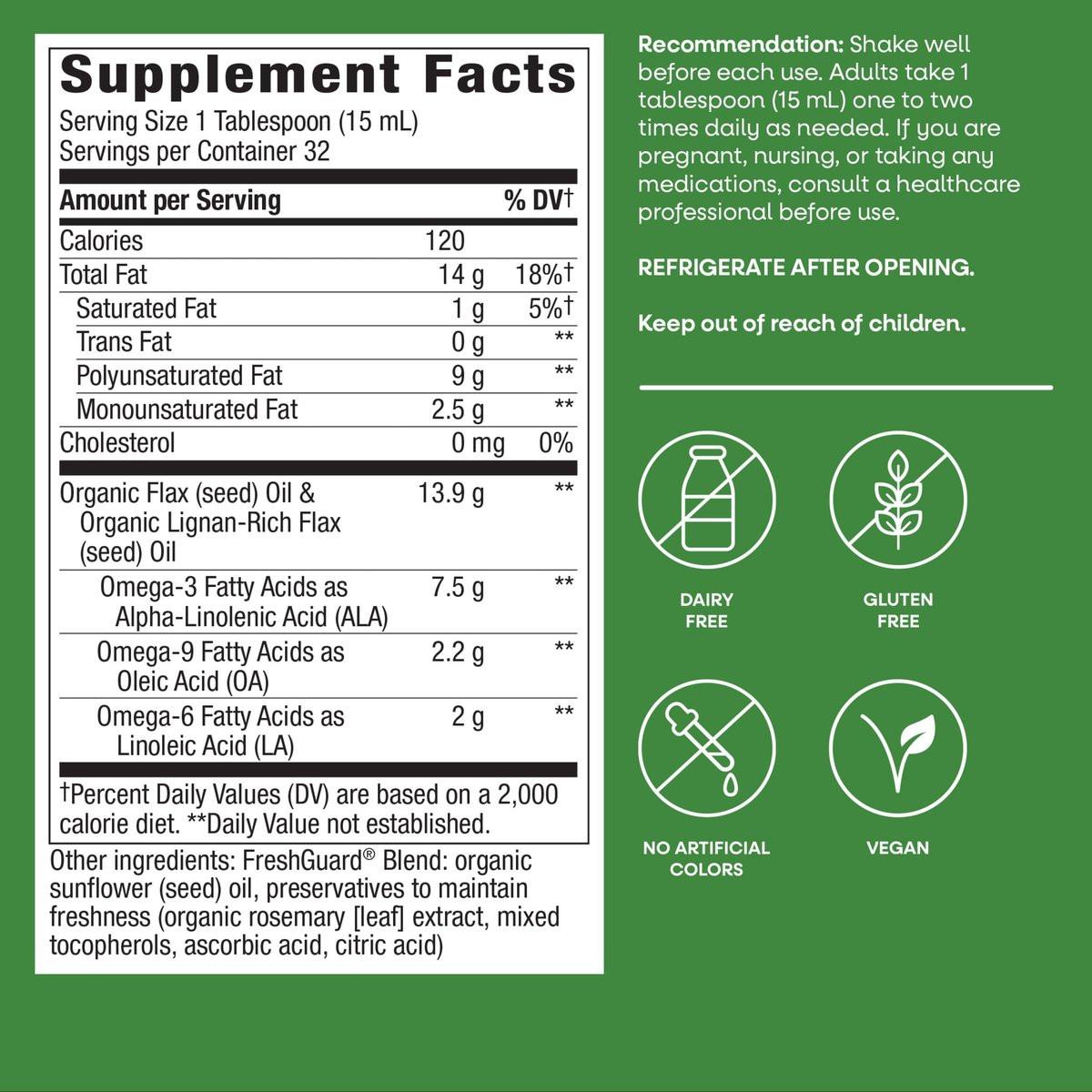Nature's Way Organic Flax Oil Super Lignan, Cold-Pressed Flaxseed Oil with Omega-3 ALA, Unrefined Organic Liquid Flax Oil Supplement, Unflavored, 16 Fl Oz - görsel 11