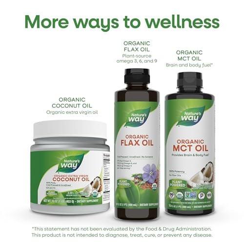 Nature's Way Organic Flax Oil Super Lignan, Cold-Pressed Flaxseed Oil with Omega-3 ALA, Unrefined Organic Liquid Flax Oil Supplement, Unflavored, 16 Fl Oz - görsel 14
