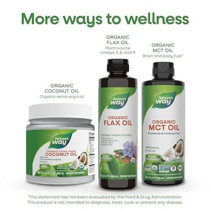 Nature's Way Organic Flax Oil Super Lignan, Cold-Pressed Flaxseed Oil with Omega-3 ALA, Unrefined Organic Liquid Flax Oil Supplement, Unflavored, 16 Fl Oz
