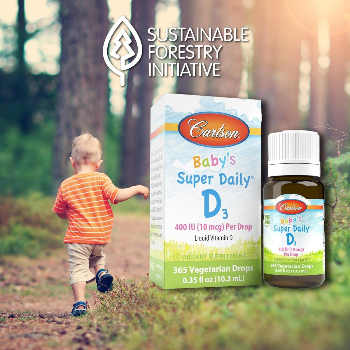 Carlson Baby's Super Daily D3 - Vitamin D Drops for Infants & Toddlers, 400 IU per Drop, 1-Year Supply, Unflavored, 365 Drops - görsel 9