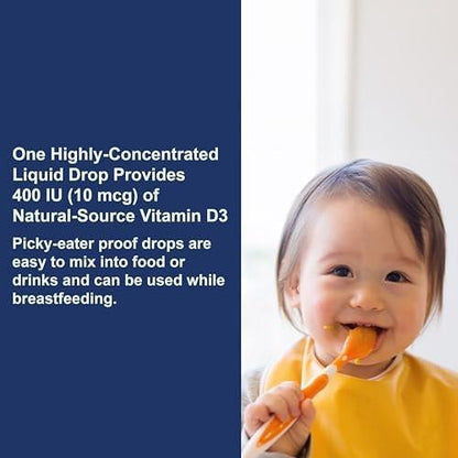 Carlson Baby's Super Daily D3 - Vitamin D Drops for Infants & Toddlers, 400 IU per Drop, 1-Year Supply, Unflavored, 365 Drops
